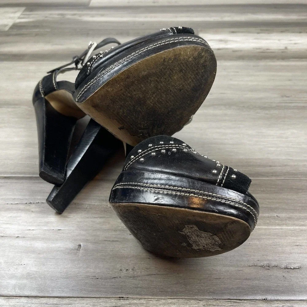 Michael Kors Astor Quarter Strap Heels Women's Black Silver Studs 9
